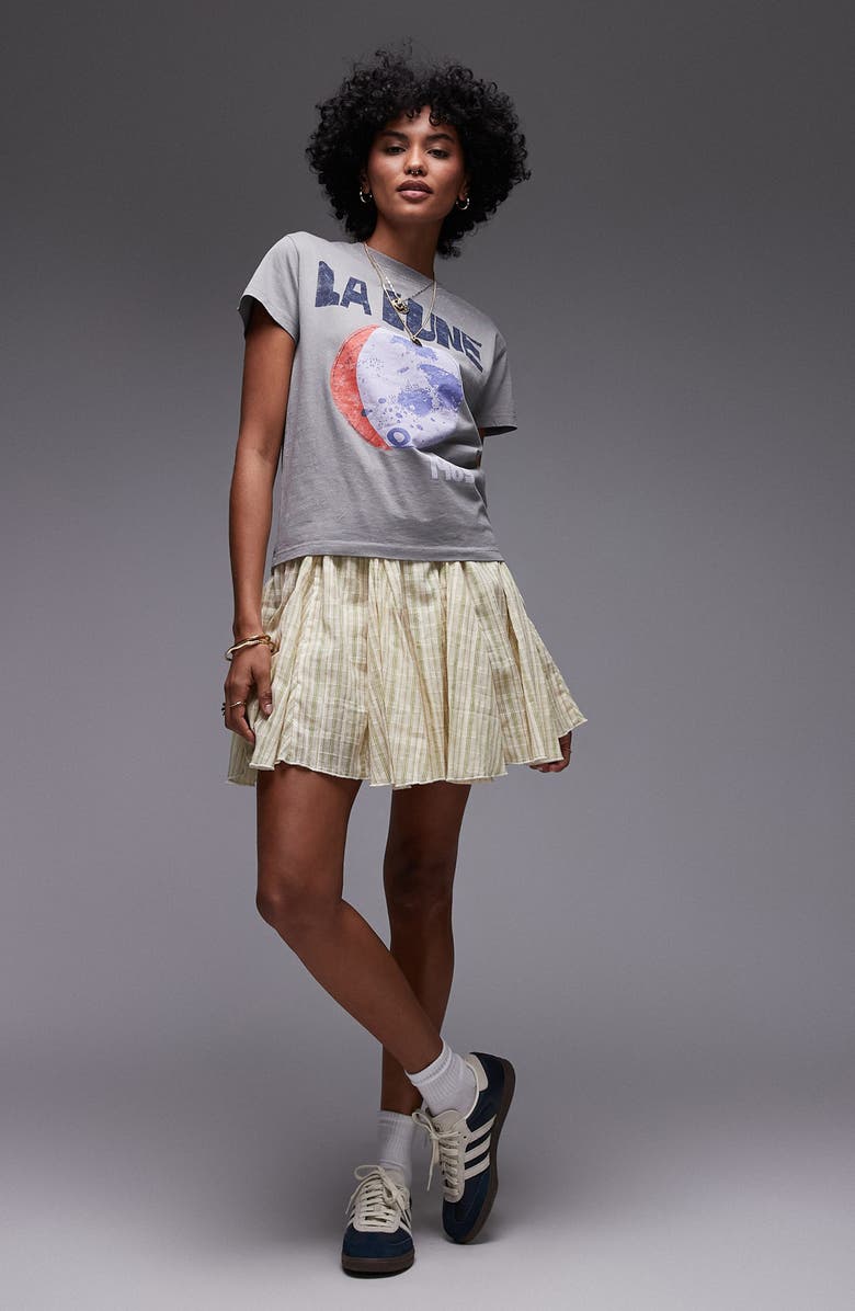 Topshop Stripe Flippy Cotton Miniskirt, Main, color, Yellow