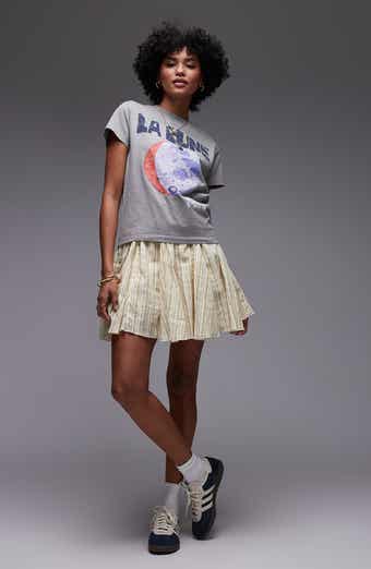 Topshop Stripe Flippy Cotton Miniskirt