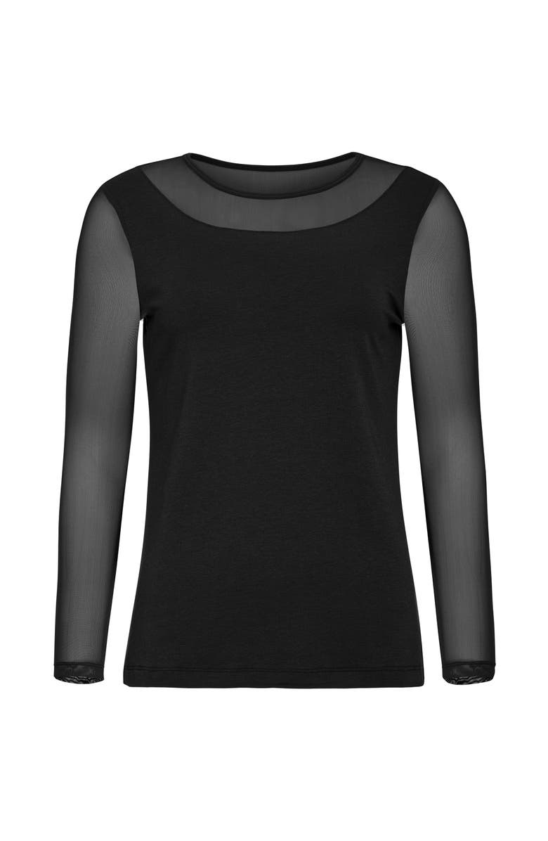 Anatomie Kim Mesh-Sleeve Top in Pima Modal, Main, color, Black