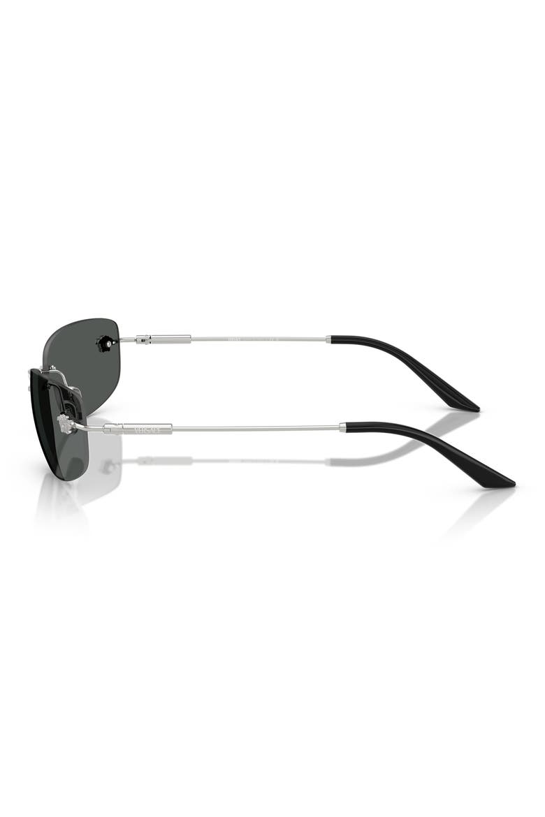 60mm Rectangular Sunglasses, Alternate, color, SILVER
