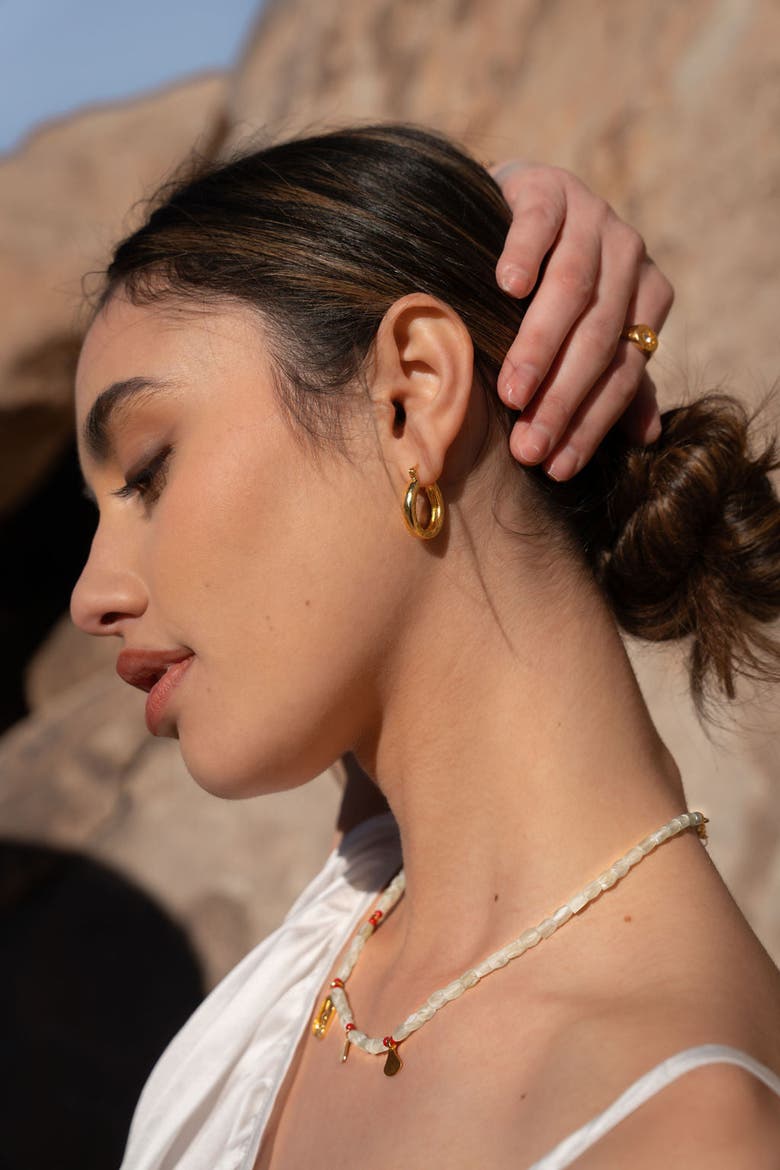 Caprice Hoop Earrings, Alternate, color, Brass