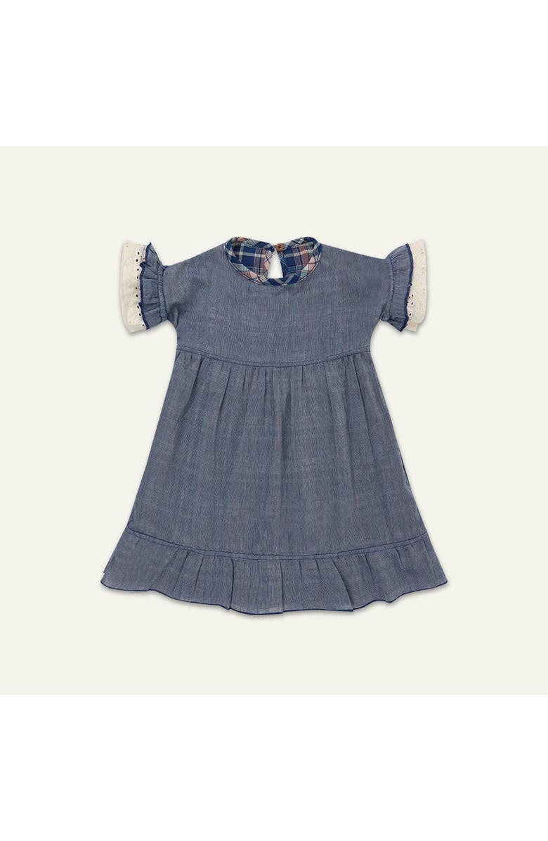 Lilly + Sid Organic Cotton Check Print Dress, Main, color, Navy