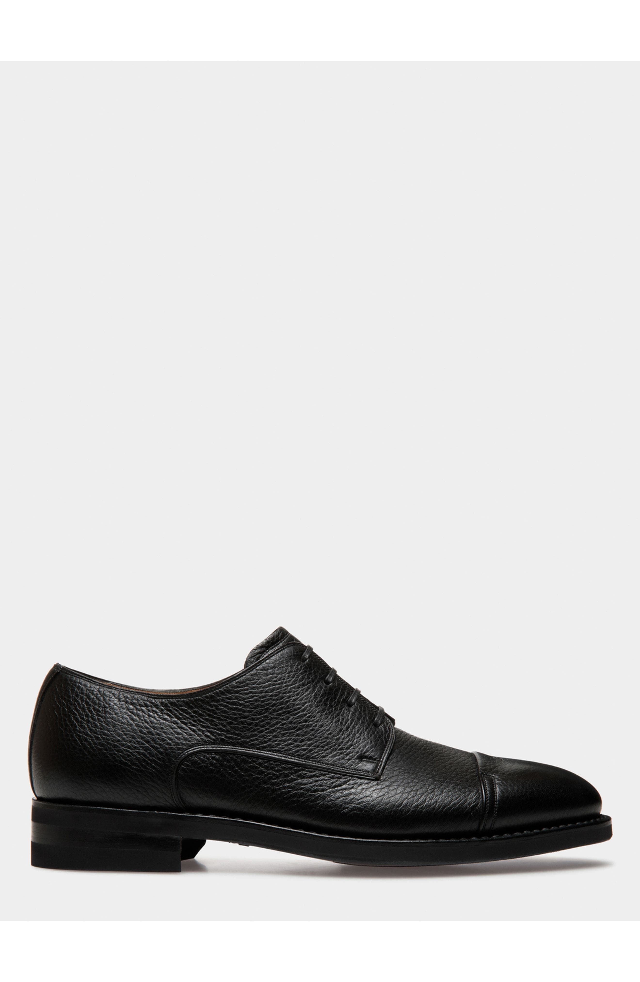 Bally Scribe Un Derby In Deer Leather, Main, color, Black