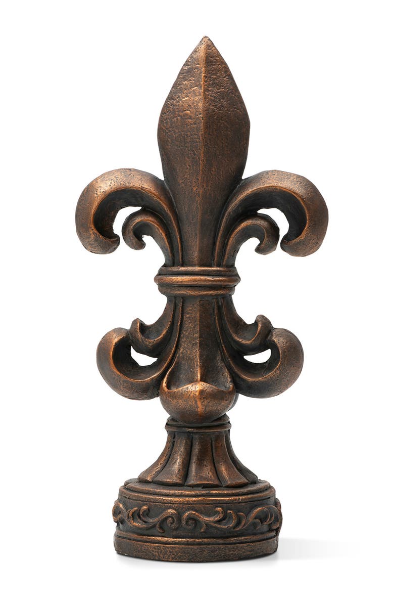 Glitzhome 27.25"H MGO Standing Fleur De Lis French Holiness Garden Statue, Main, color, Brown