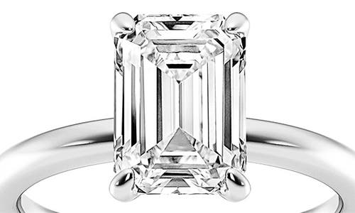Badgley Mischka Emerald Cut Lab Created Diamond Engagement Ring In White