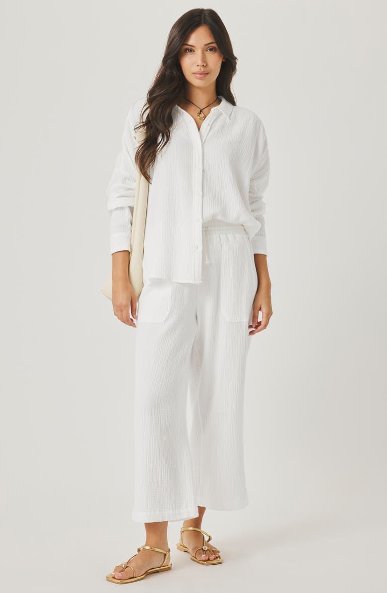 Splendid Ava Cotton Gauze Button-Up Shirt, Alternate, color, White