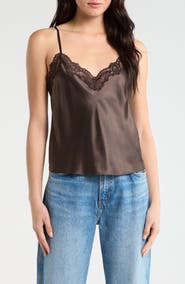 Reformation Teddy Lace Trim Silk Crop Camisole