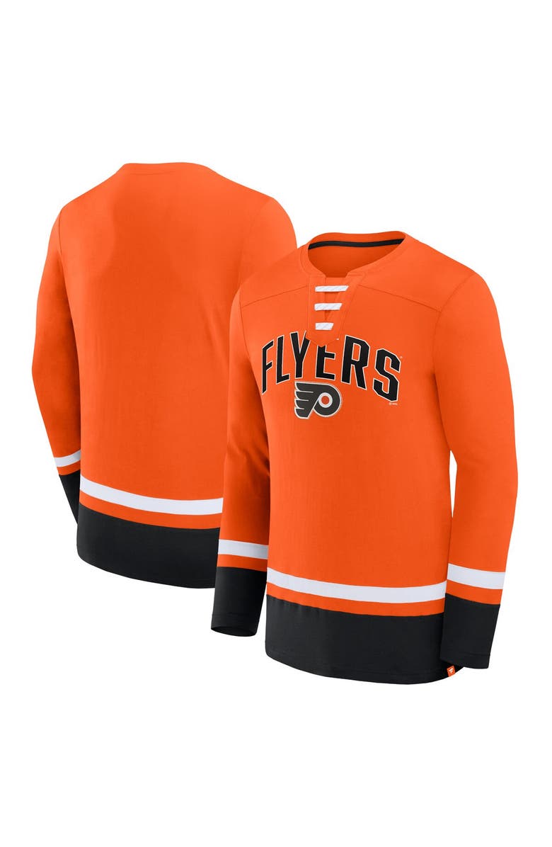 FANATICS Men's Fanatics Branded Orange Philadelphia Flyers Back Pass Lace-Up Long Sleeve T-Shirt, Main, color, Orange