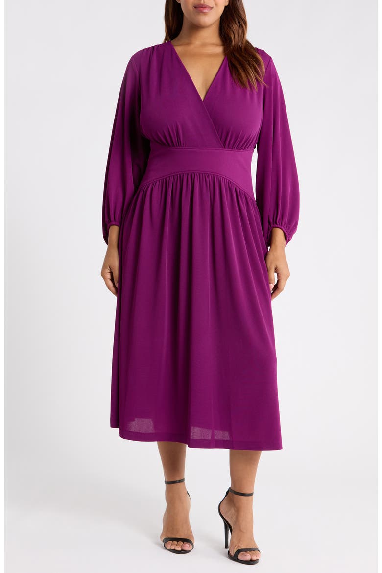 Blouson Sleeve Midi Dress, Main, color, BEET