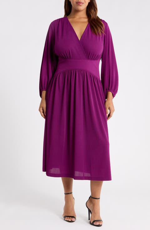 Blouson Sleeve Midi Dress