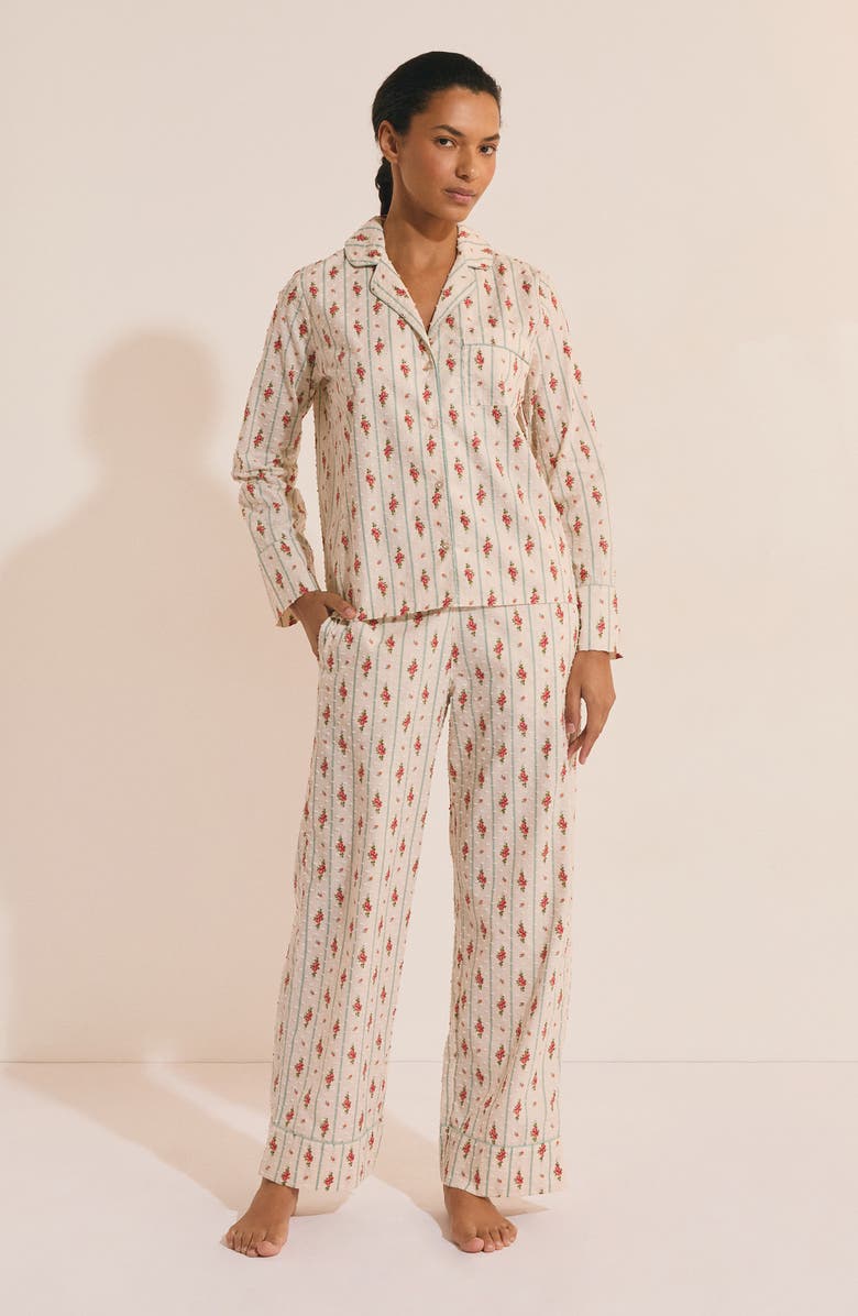 Etam Orea Swiss Dot Cotton Pajama Pants, Alternate, color, Powder Pink