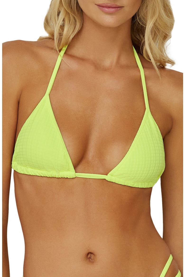 Raven Textured Triangle Bikini Top, Main, color, POMELO