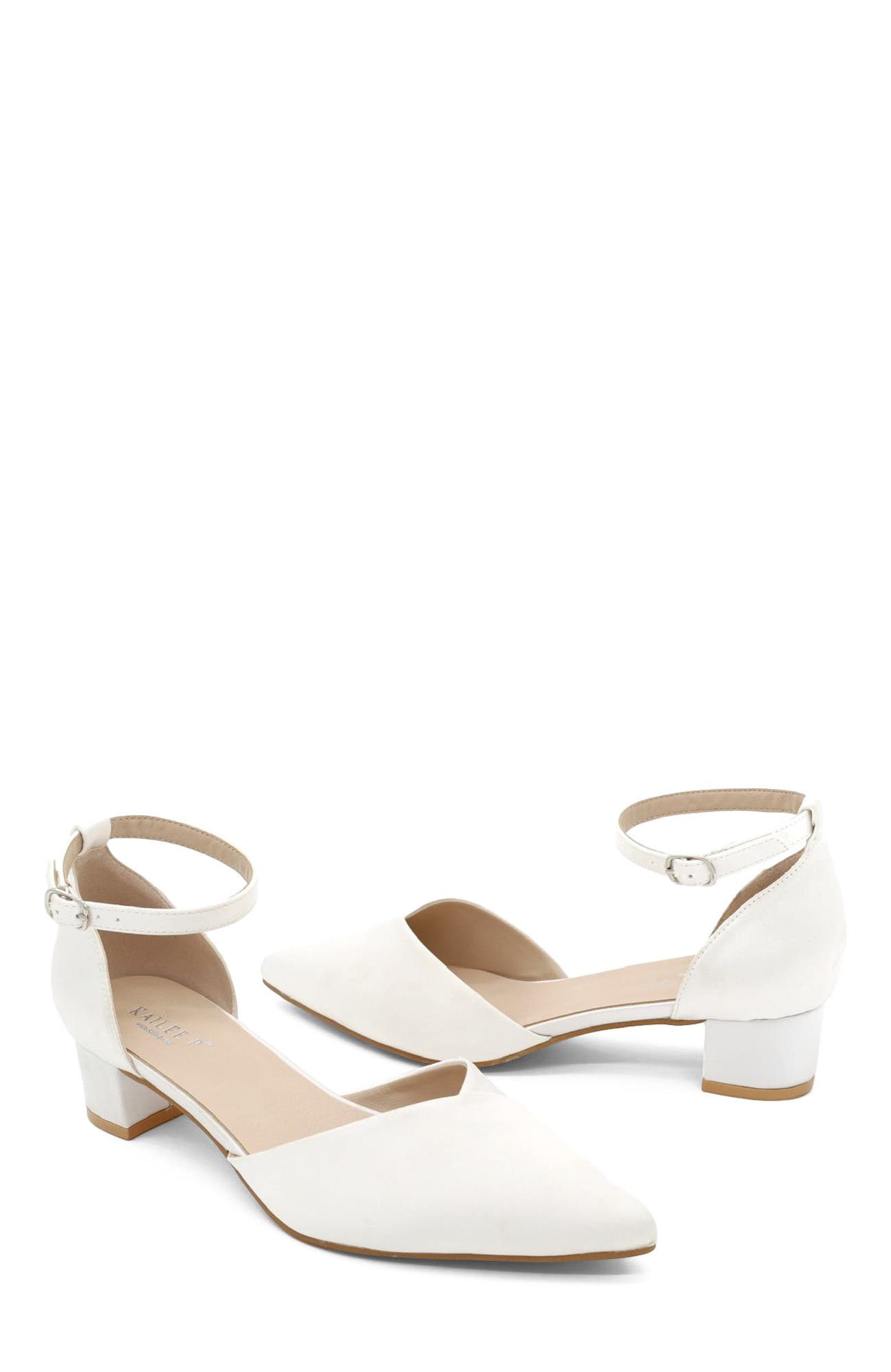 Kailee P Leila Satin Pointed Toe Low Block Heels (Women) | Nordstrom