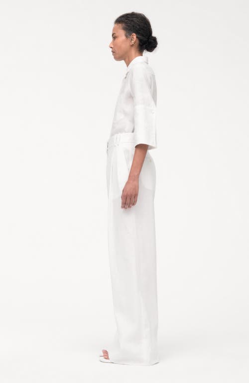 Another Tomorrow French Cuff Blouse In White