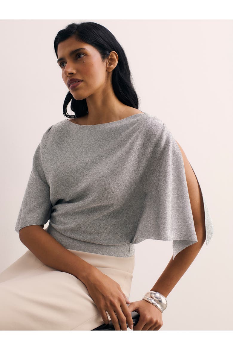 Liri Metallic Knit Top, Alternate, color, Grey