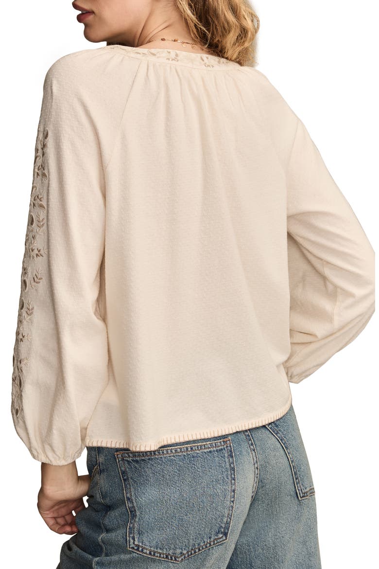Embroidered Peasant Top, Alternate, color, WHISPER WHITE