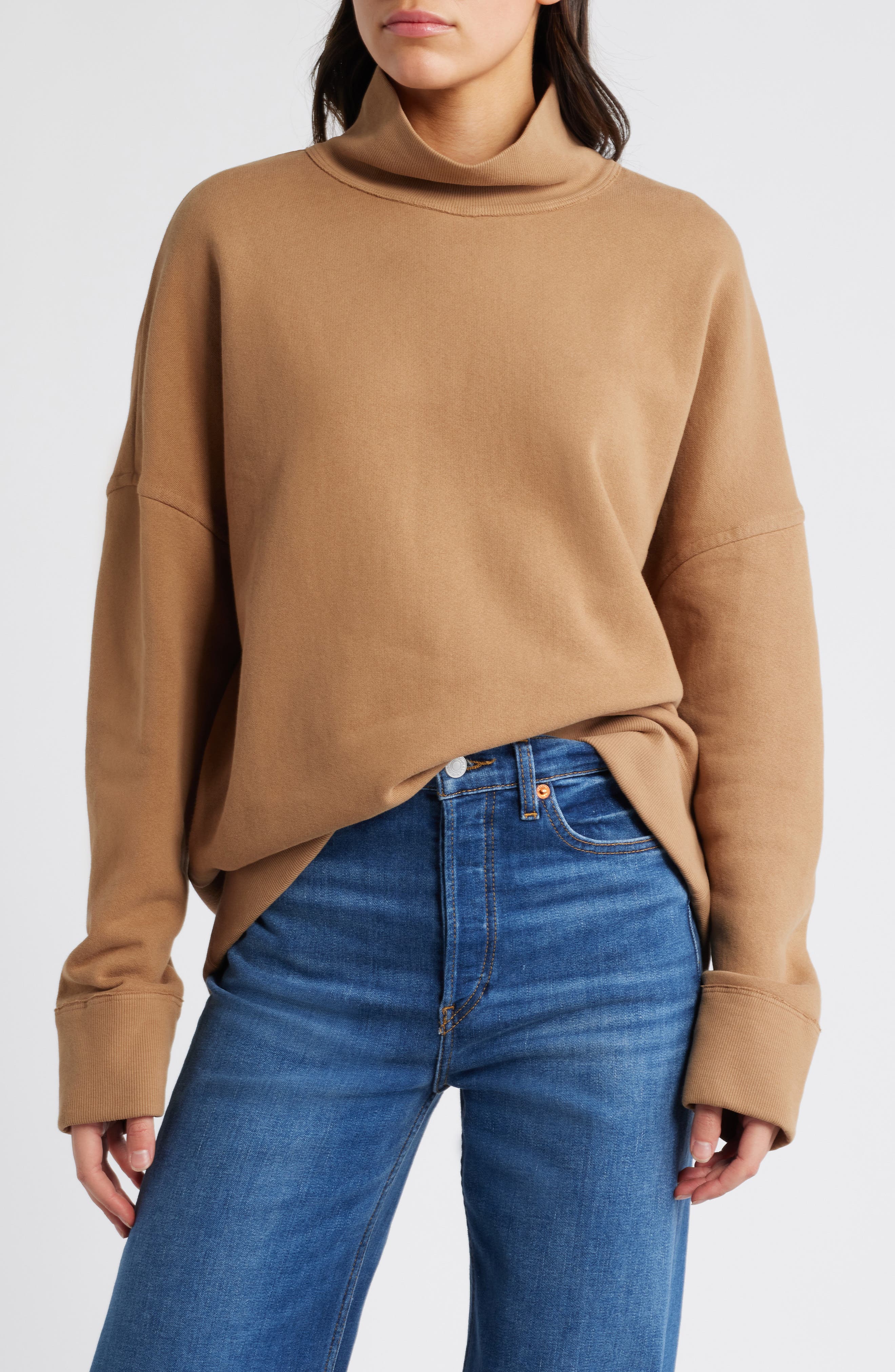 Cara Turtleneck Cotton Blend Sweatshirt