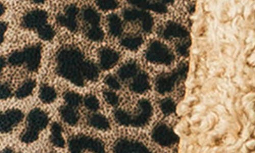 Blanknyc Bonded Leopard Print Faux Shearling Moto Jacket In Brown