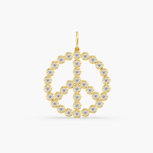 Everlee Bezel Peace Sign Lab Diamond Pendant in 14K in Yellow Gold at Nordstrom, Size Small/medium