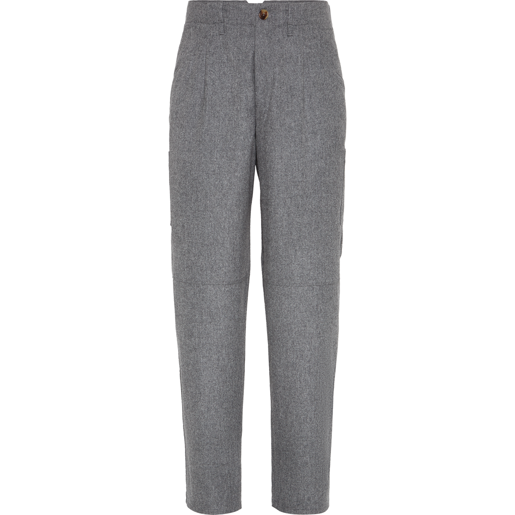 Brunello Cucinelli Pleated Patch-pocket Trousers In Gray
