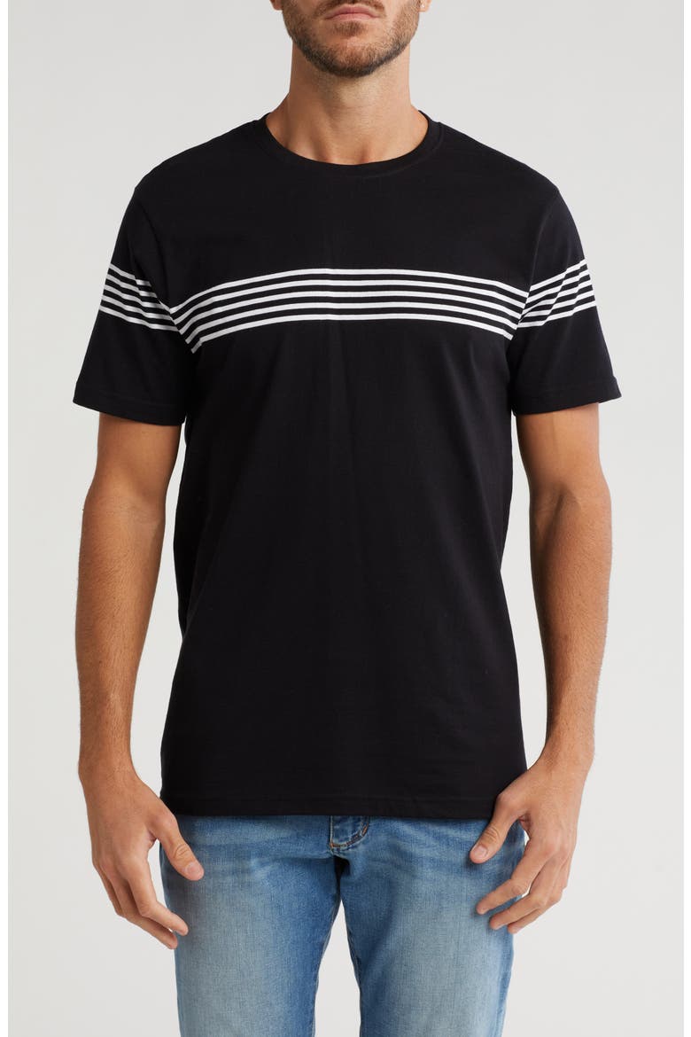 Chest Stripe Crewneck T-Shirt, Main, color, BLACK