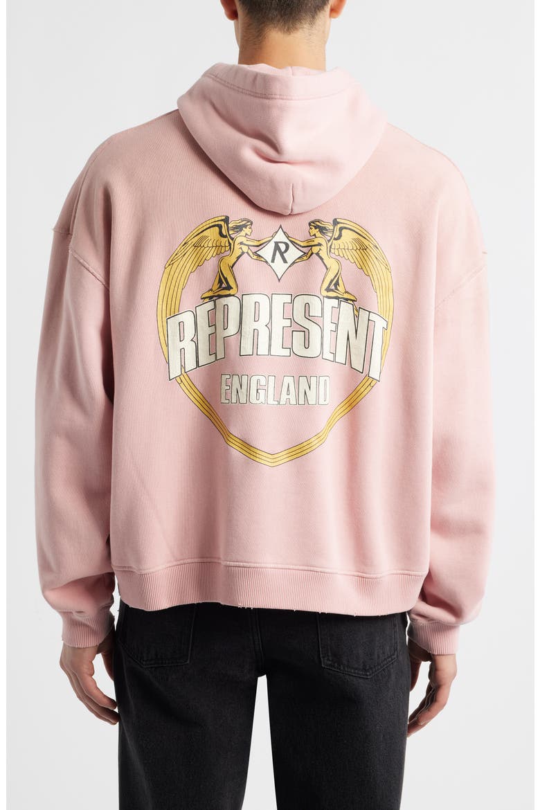 Oversize Distressed Angel Border Graphic Hoodie, Alternate, color, QUARTZ