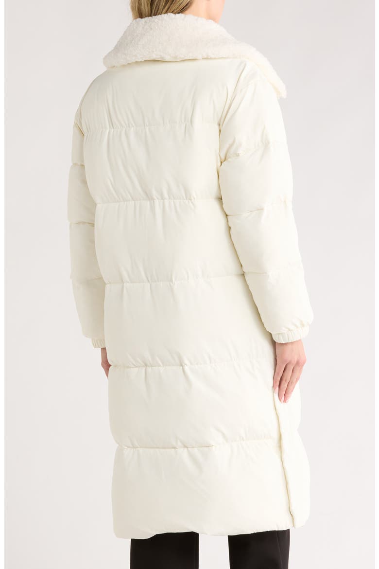 Faux Shearling Collared 450 Fill Power Longline Jacket, Alternate, color, BONE