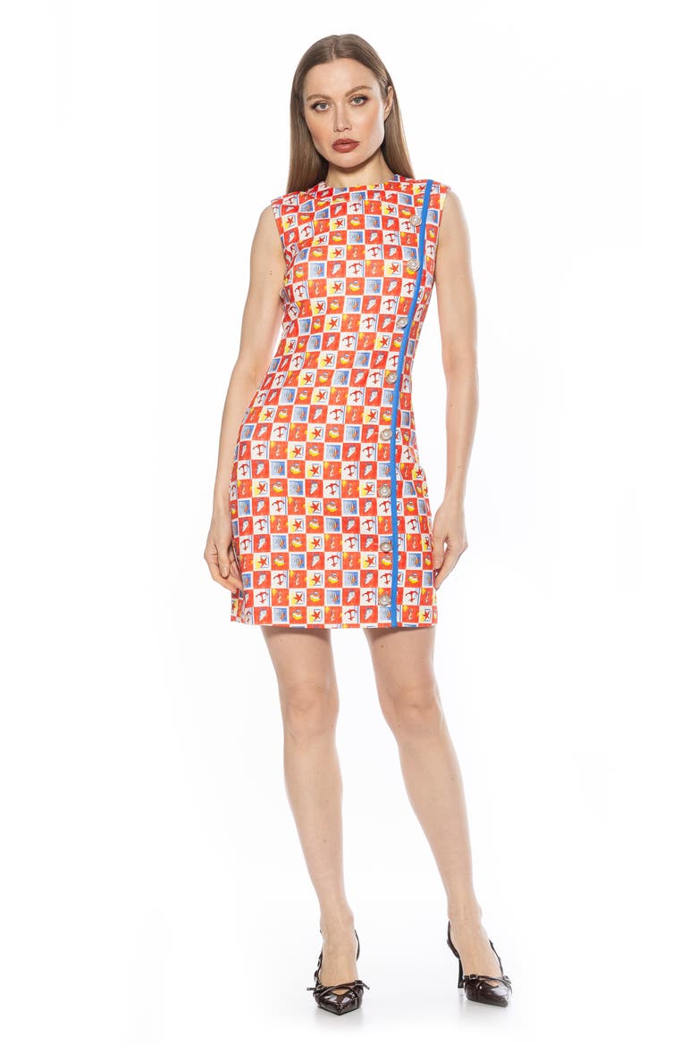 Stripe Detail Sleeveless Shift Dress, Alternate, color, RED SEASHELLS