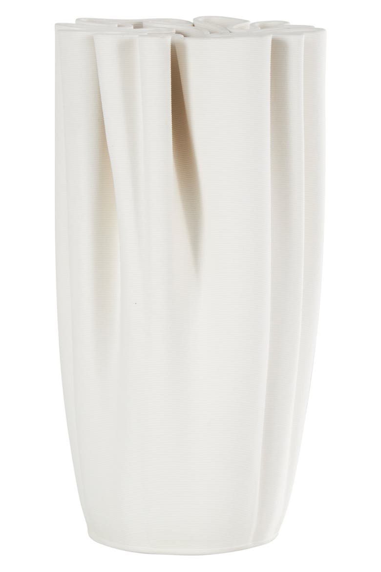 Fluted Ceramic Vase, Alternate, color, WHITE