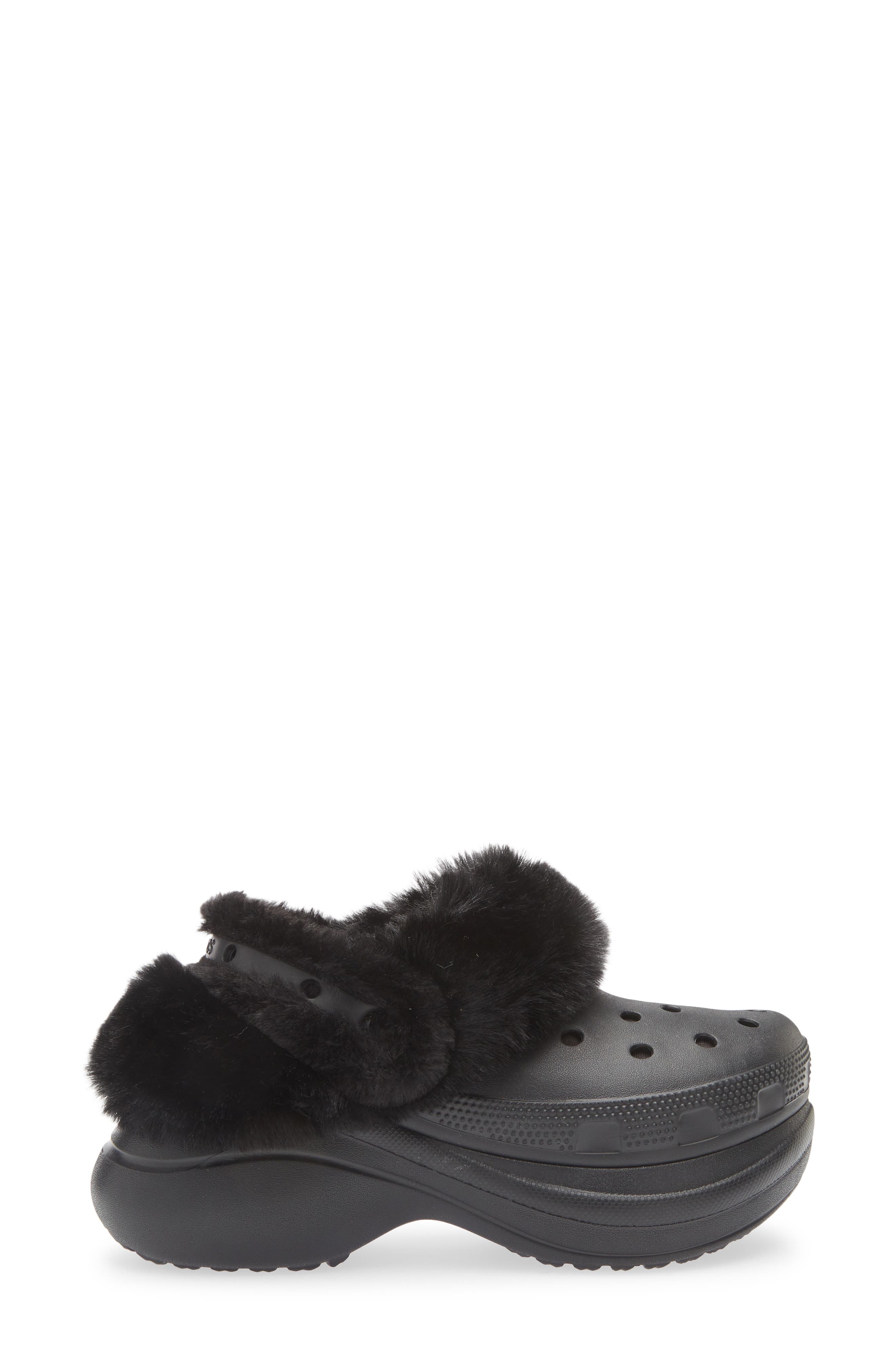 CROCS Bae Fleece Lined Platform Clog, Alternate, color, Black