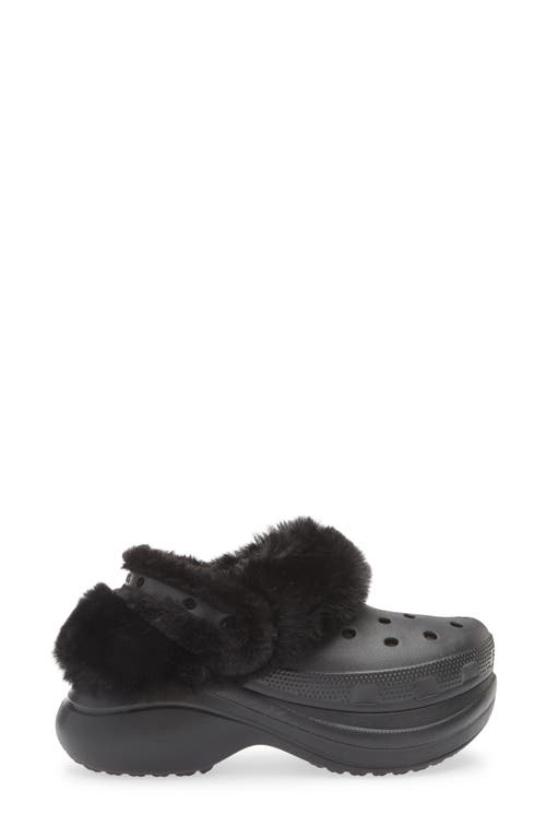 Crocs Bae Fleece Lined Platform Clog In Black