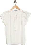 T Tahari Tie Neck Eyelet Top