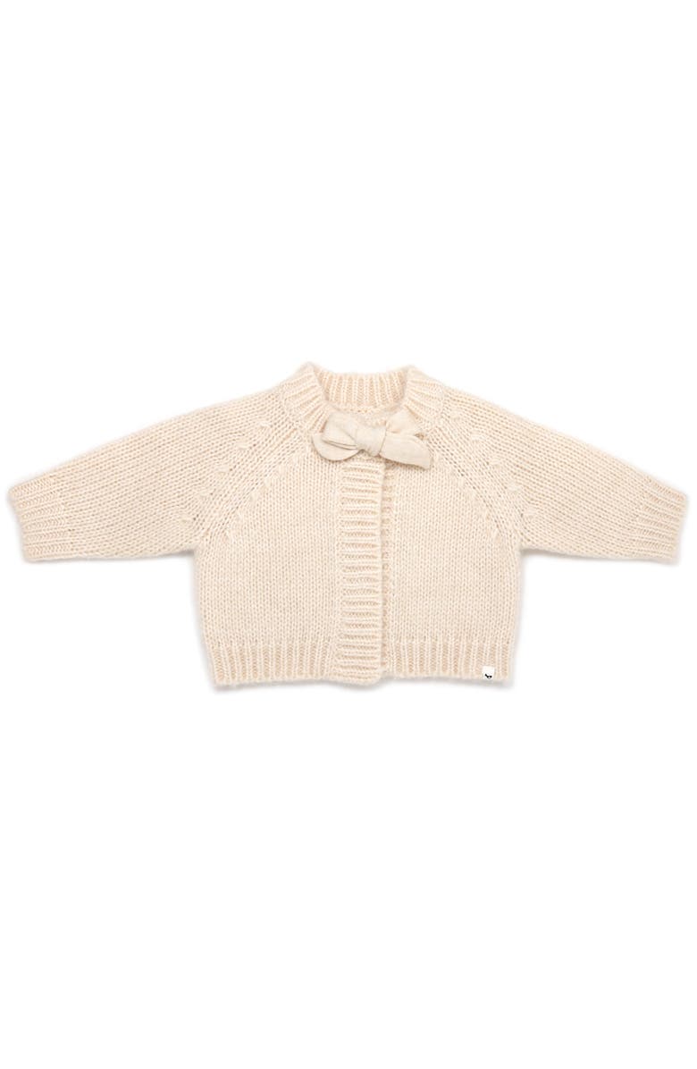 Oh baby! Brand Scandi Bow Cardigan- Infant, Main, color, Cream Heather