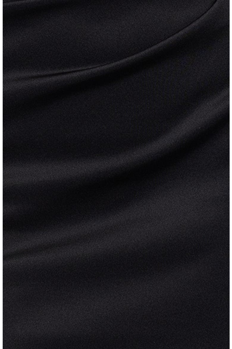 Gathered One-Shoulder Cocktail Dress, Alternate, color, BLACK