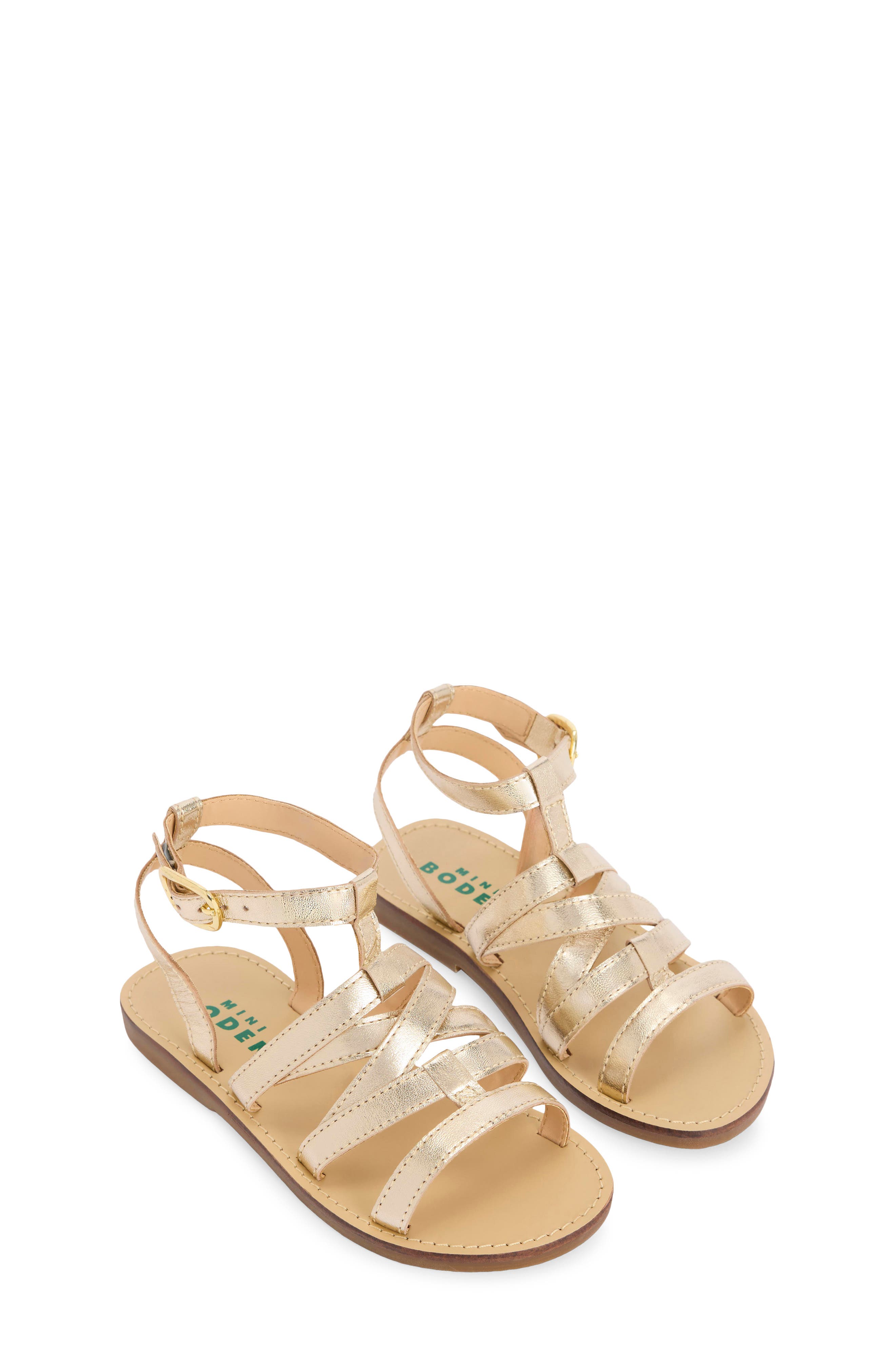 Mini Boden Kids' Gladiator Sandal, Main, color, Tan Metallic