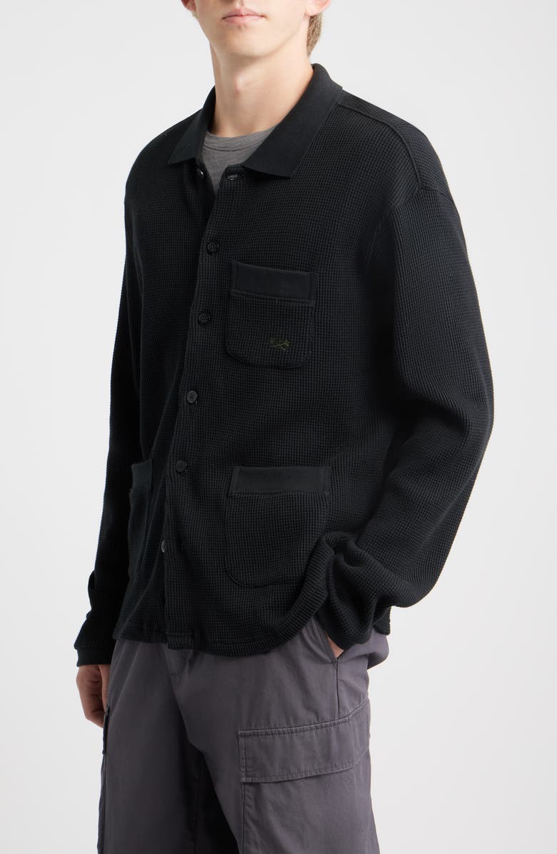 DARK SEAS Delano Cotton Thermal Button-Up Shirt, Alternate, color, Black