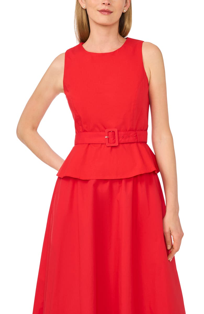 Ted Baker Sleeveless Belted Peplum Top, Alternate, color, Classic Cherry