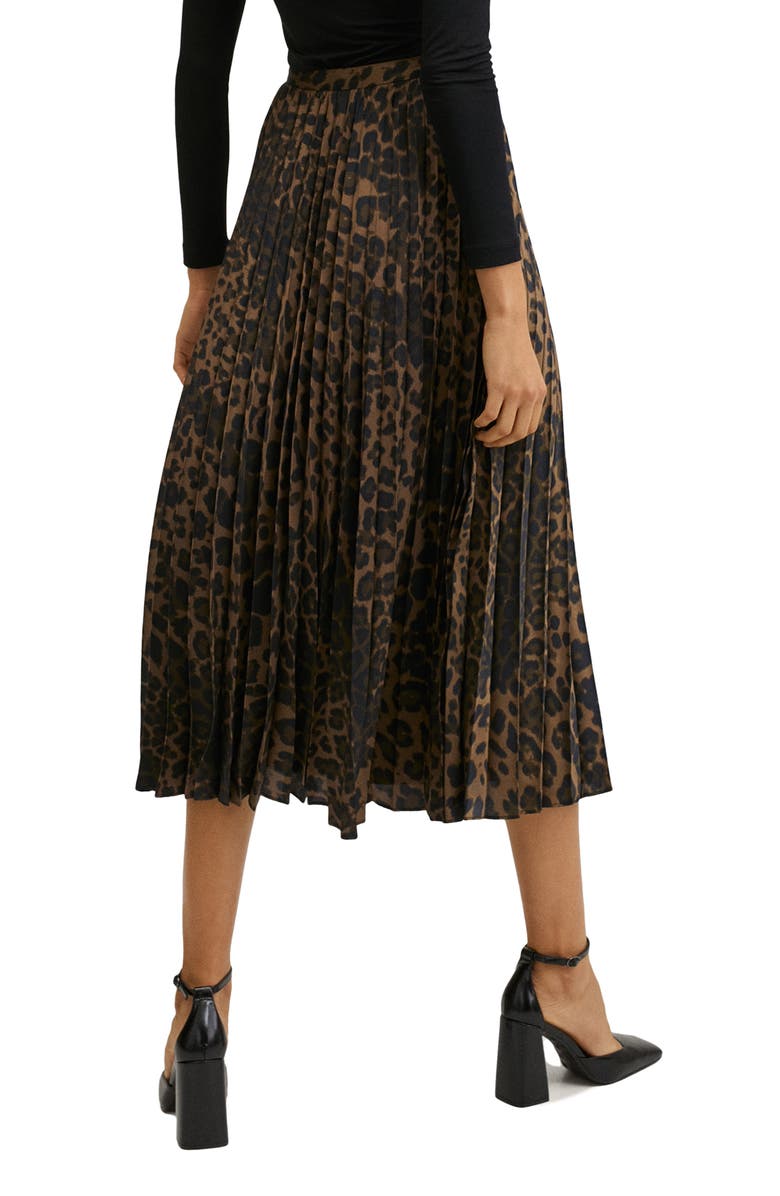 MANGO Animal Print Pleated A-Line Skirt, Alternate, color,