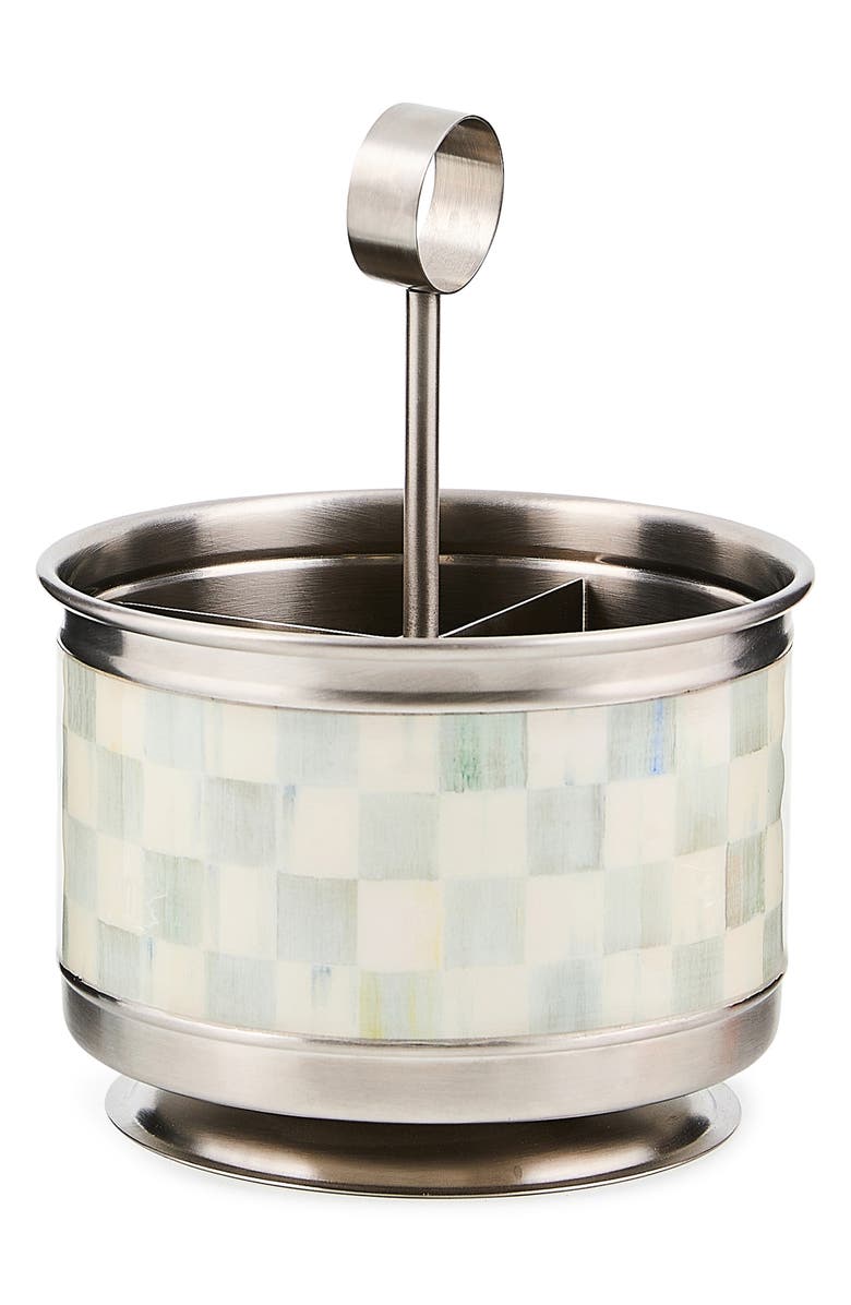MACKENZIE CHILDS Sterling Check Supper Club Flatware Caddy, Main, color, Sterling