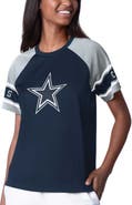 STARTER Women's Starter Navy Dallas Cowboys 1st Rounder Color Block Raglan Top