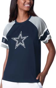 STARTER Women's Starter Navy Dallas Cowboys 1st Rounder Color Block Raglan Top