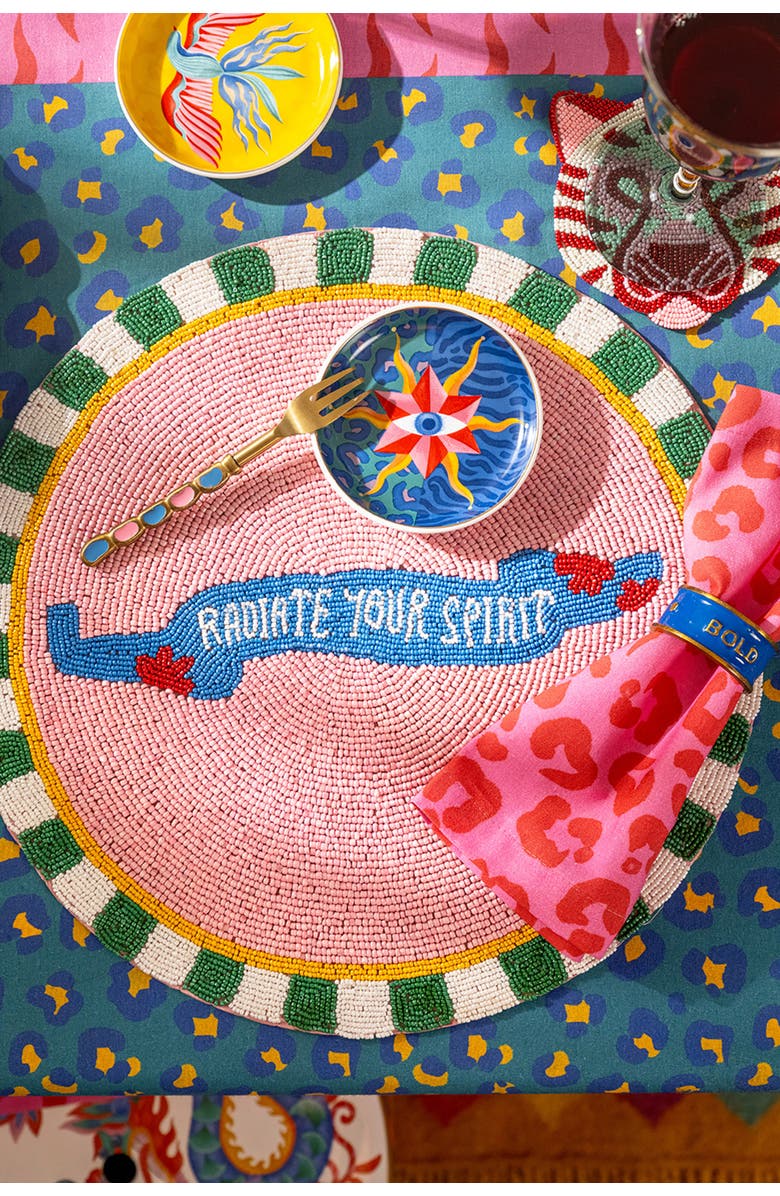 Zsa Zsa Zsu Dadri Beadded Placemat Spirit 14 In, Alternate, color, Pink