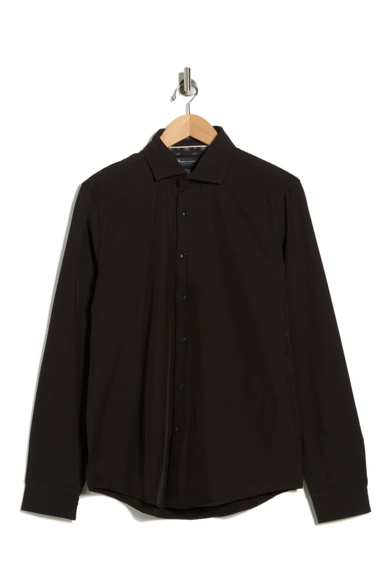 Solid Black Performance Button-Up Shirt, Alternate, color, BLACK