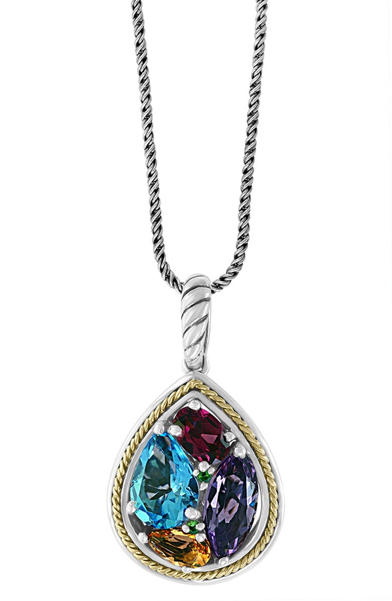 EFFY Sterling Silver & 18K Gold Multistone Pendant Necklace, Alternate, color, Silver
