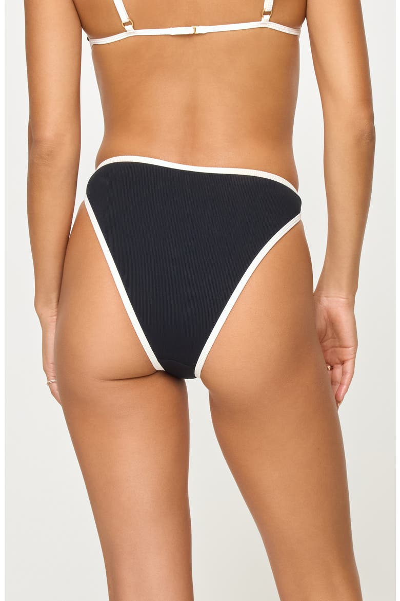 Kourt High Waist Bikini Bottoms, Alternate, color, BLACK/ CREAM