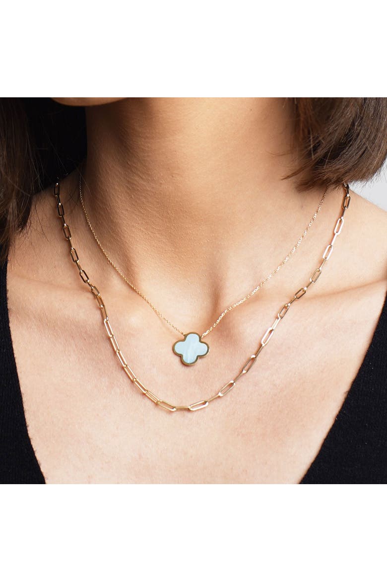 Extra Large Mother of Pearl Single Clover Necklace, Alternate, color, Mother of Pearl