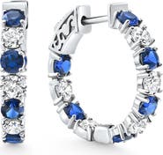 Bliss Diamond 4 1/2Ct Diamond & Sapphire Hoops or Gold Lab Grown 1" Tall