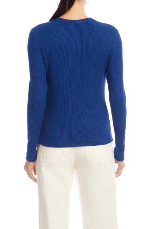 Karen Kane Long Sleeve Rib Top In Blue