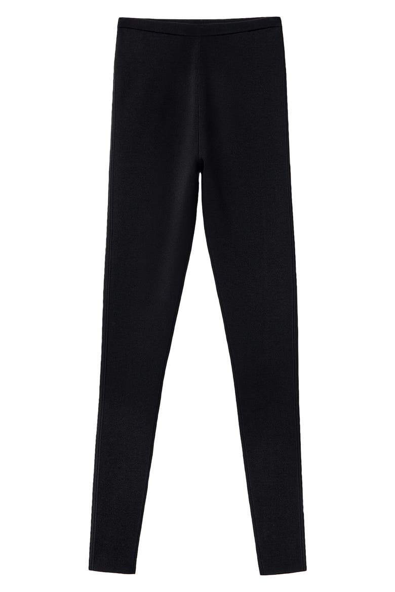Totême Compact Knit Ankle Leggings, Alternate, color, BLACK