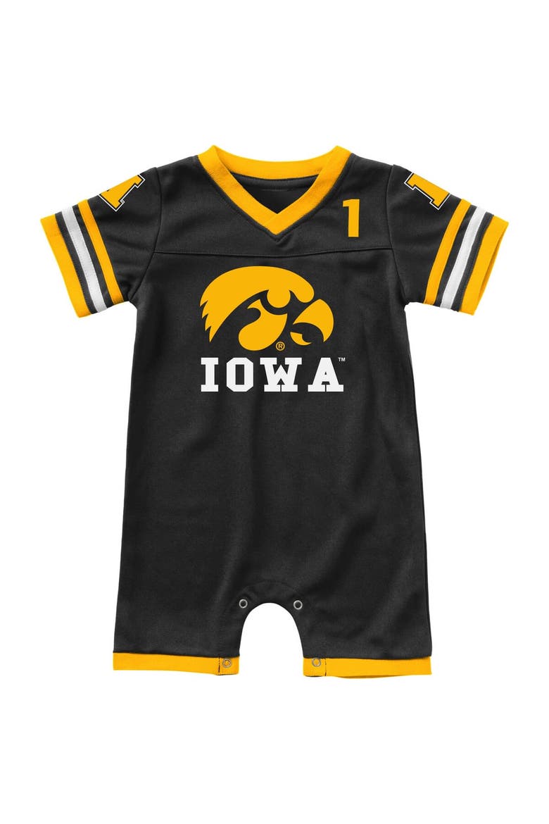 Infant Colosseum Black Iowa Hawkeyes Bumpo Football Romper, Main, color, Black